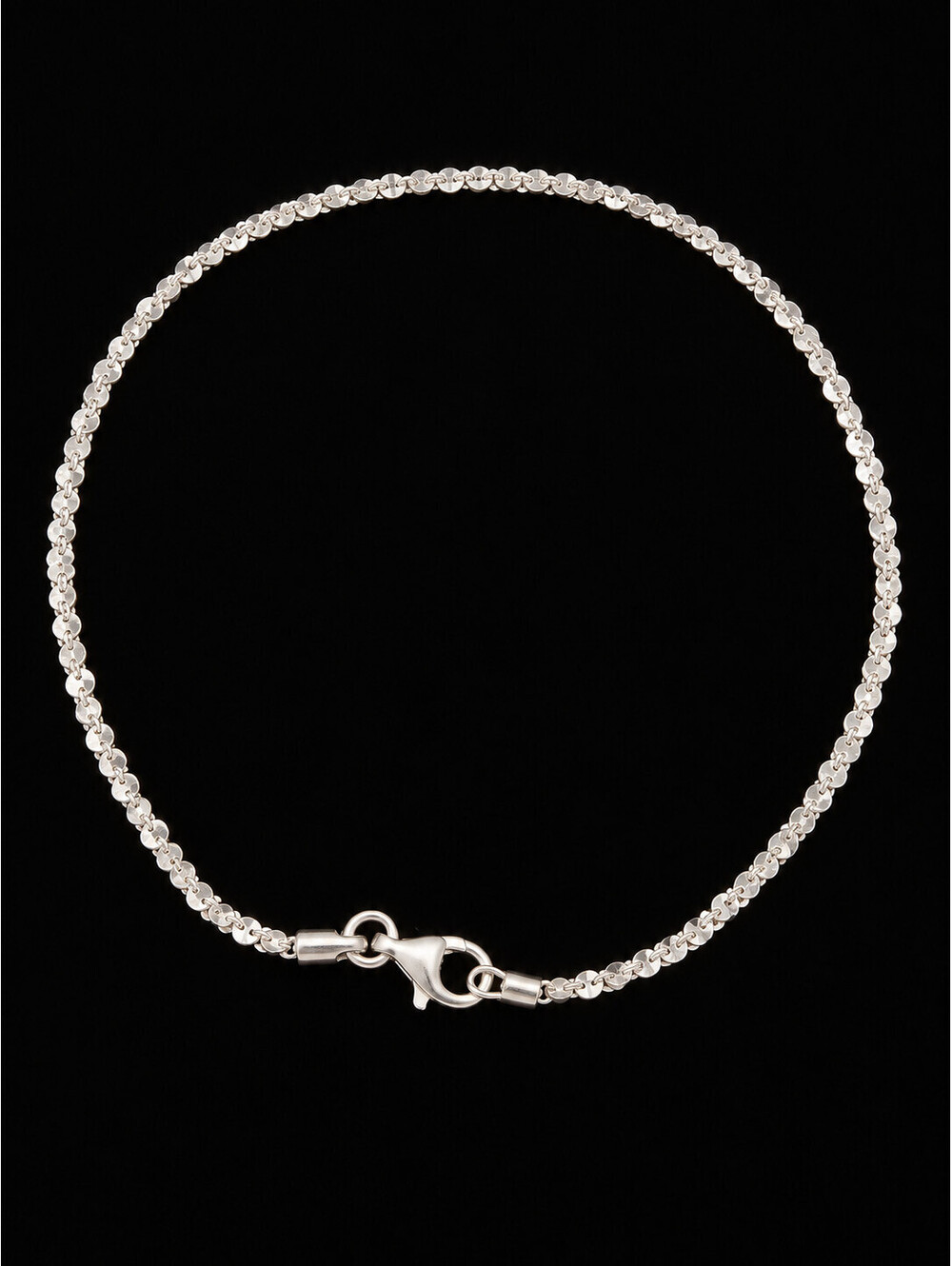 Italian 925 Sterling Silver Sequin Disc Chain Bracelet 8” Lobster Clasp